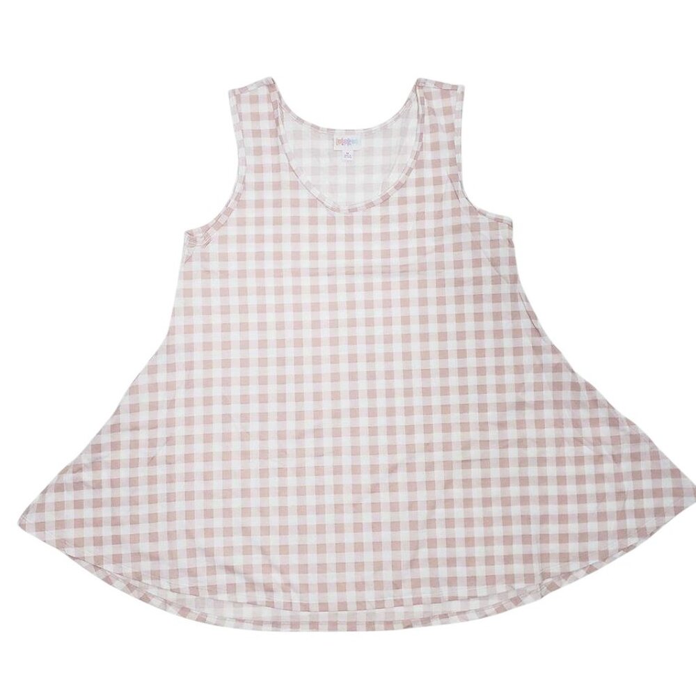NEW 3XL LuLaRoe Perfect Tank Sleeveless Top Shirt Pink Plaid White Stripe Swing